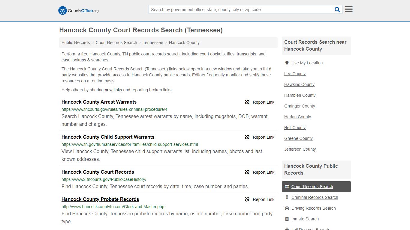Hancock County Court Records Search (Tennessee) - County Office